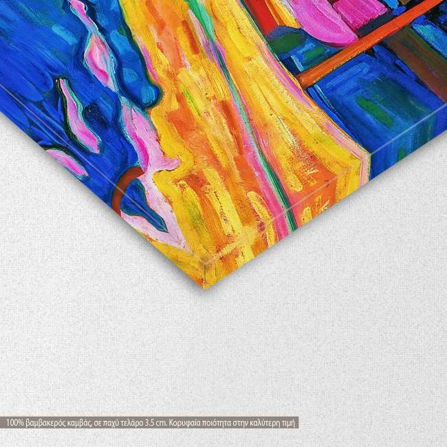 Canvas print Autumn landscape with boats, Kandinsky W,  3 panels, detail