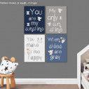 Kids canvas print You are my sunshine for boys,  and little elephantsfour panels