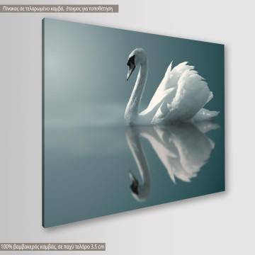 Πίνακας σε καμβά Κύκνος Swan reflections Καμβάς τελαρωμένος Όψη 1 2