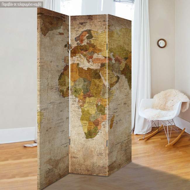 Room divider World map vintage
