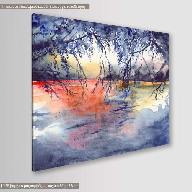 Canvas print Watercolor evening sunset, side