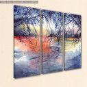 Canvas print Watercolor evening sunset,  3 panels, side