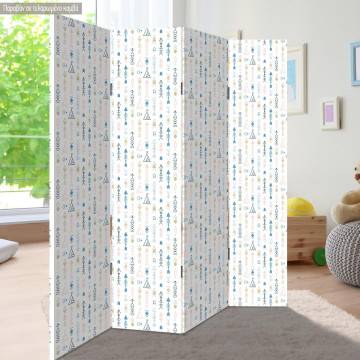Room divider Tribal arrows, blue pink green