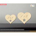 Wooden Heart engraved name and outline cut star