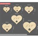 Wooden Heart engraved name and outline cut star