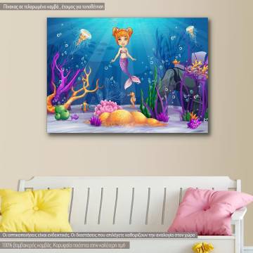 Kids canvas print Mermaid in the sea