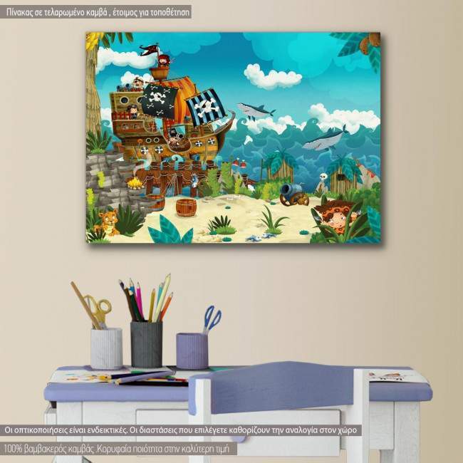 Kids canvas print Pirates on the wild island