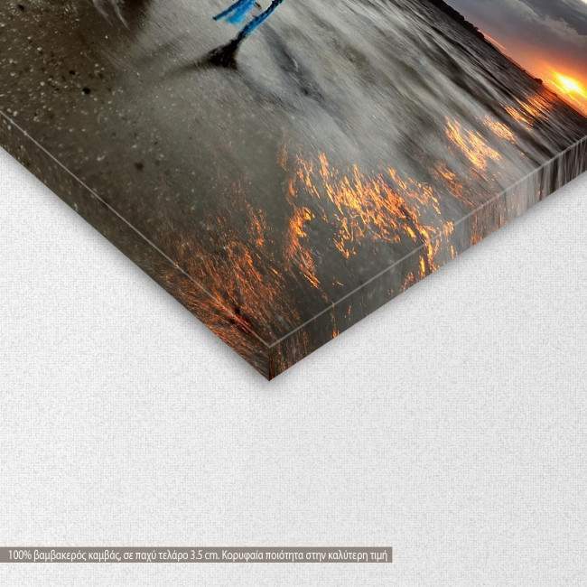 Canvas print Abandoned boat,  3 panels, detail