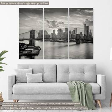 Canvas print Brooklyn bridge and the Manhattan skyline grayscale