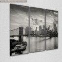 Canvas print Brooklyn bridge and the Manhattan skyline grayscale, side
