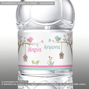 Sticker label Birds at tree, twins