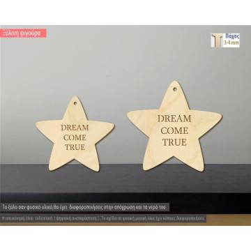Wooden star Dream come true,  decorative figure