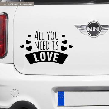 Αυτοκόλλητο αυτοκινήτου, all you need is love