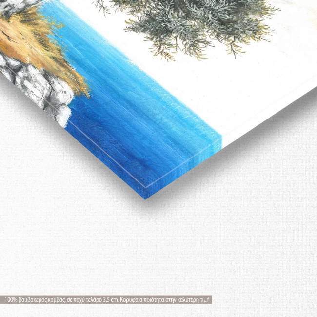 Canvas print Olive tree at sea, panoramic, detail