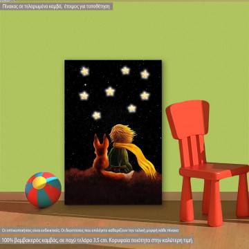 Μικρός πρίγκιπας στο νυχτερινό ουρανό παιδικός - βρεφικός πίνακας σε καμβά