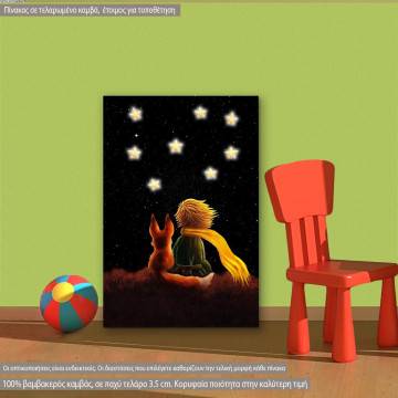 Μικρός πρίγκιπας στο νυχτερινό ουρανό παιδικός - βρεφικός πίνακας σε καμβά