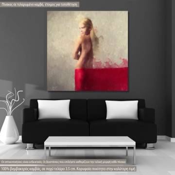 Πίνακας σε καμβά Blonde beauty in red