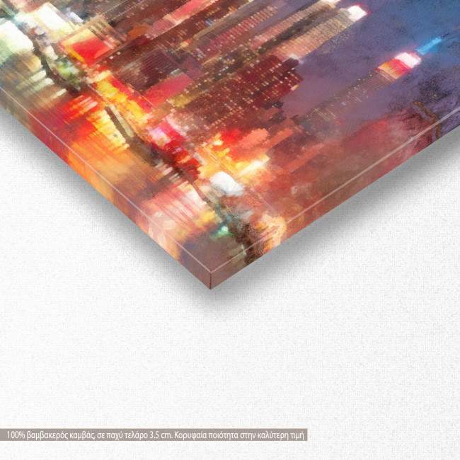 Canvas print Manhattan skyline painting, panoramic, detail