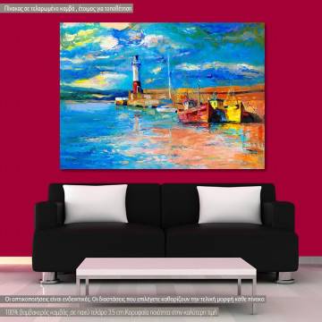 Canvas print Lighthouse and boats