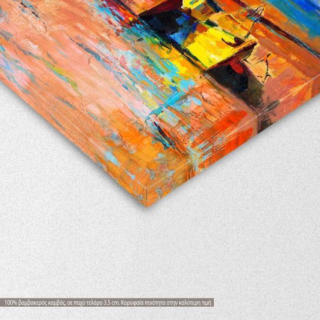 Πίνακας σε καμβά, Lighthouse and boats, λεπτομέρεια