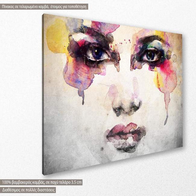 Canvas print Woman portrait watercolor, side