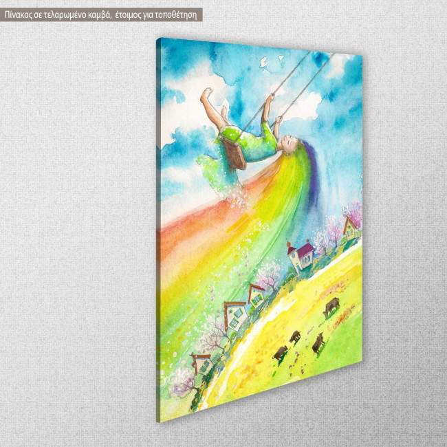 Canvas print Girl on swing, side