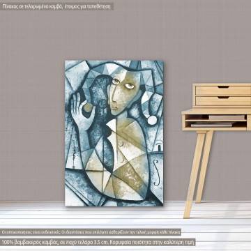  Expressive oil painting with woman figure canvas print