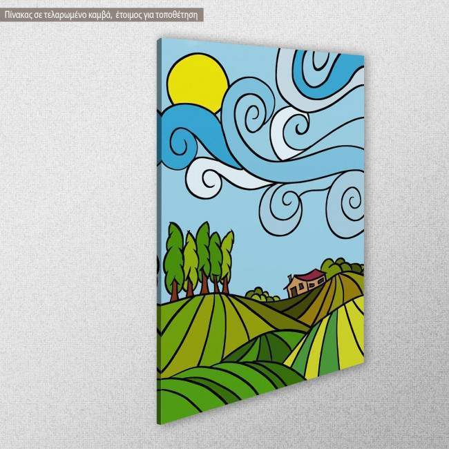 Canvas print Countryside drawing, side