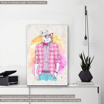 Canvas print Pitbull hipster