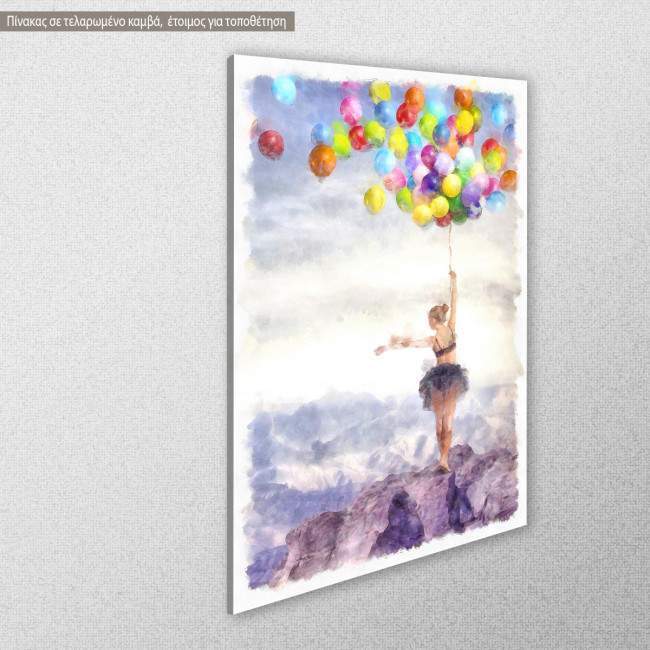 Canvas print Dancer with balloons painting, side
