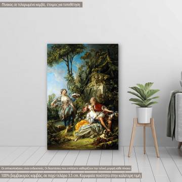 Canvas print Lovers in a park, Boucher F