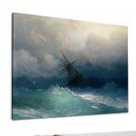 Canvas print Ship on stormy seas, Aivazovsky I, side