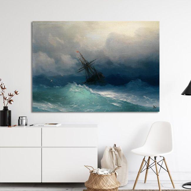 Canvas print Ship on stormy seas, Aivazovsky I.