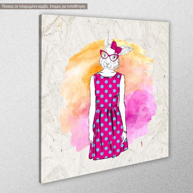 Canvas print Bunny hipster, side