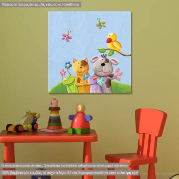 Πίνακας παιδικός σε καμβά Happy animals