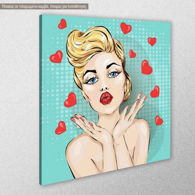Πίνακας σε καμβά, Pin up sexy woman, κοντινό