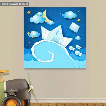 Kids canvas print Paper ship