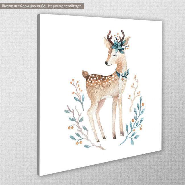Πίνακας παιδικός σε καμβά, Baby deer, κοντινό