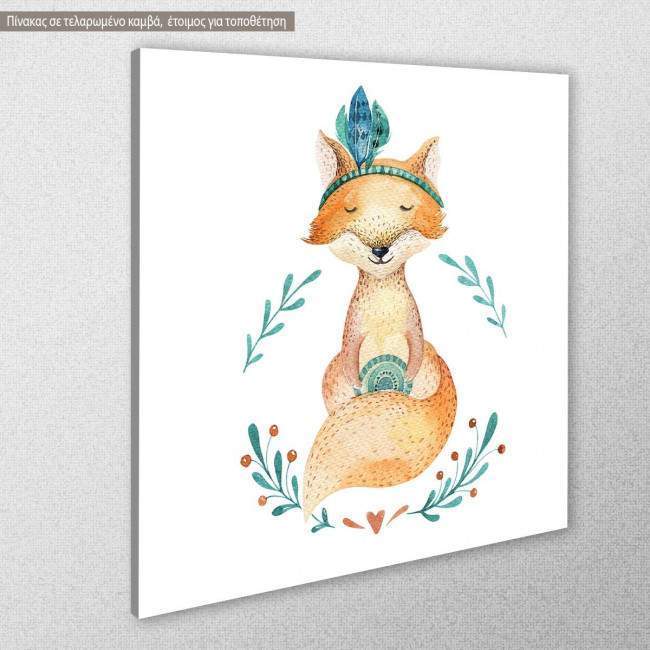 Πίνακας παιδικός σε καμβά, Baby fox, κοντινό