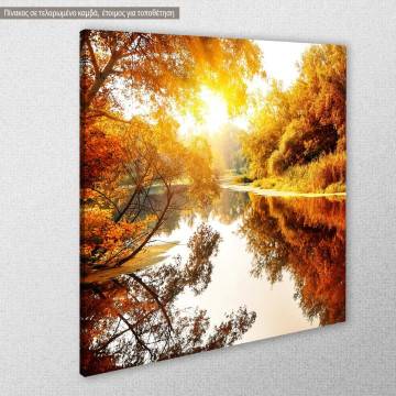 Πίνακας σε καμβά River in a autumn forest 2