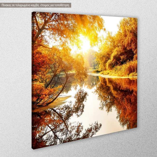 Canvas printRiver in a autumn forest, side