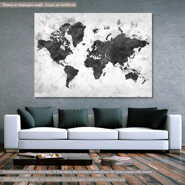 Canvas print Retro map grayscale