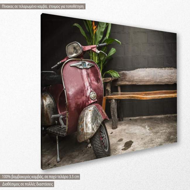 Canvas print Old vespa, side