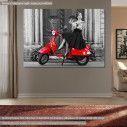 Πίνακας σε καμβά Βέσπα, A lady with a red vespa