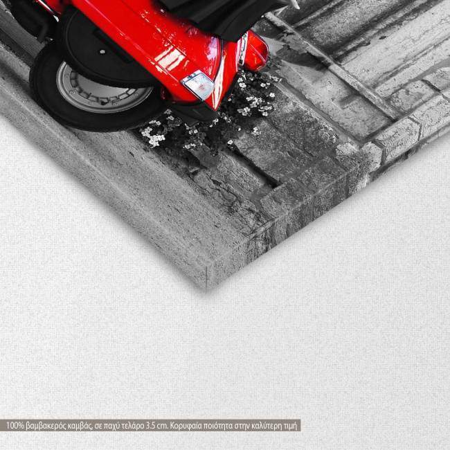 Canvas print A lady with a red vespa, detail