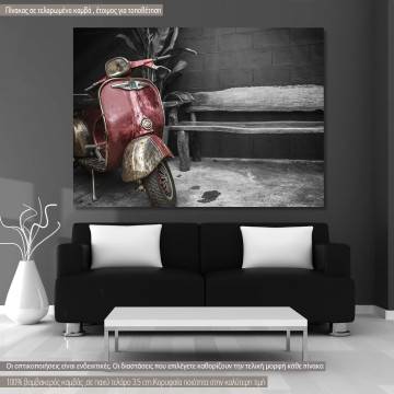 Canvas print Old vespa grayscale