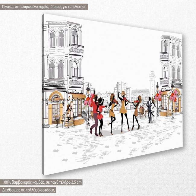 Canvas print Female musicians with dancers, side