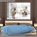 Canvas print Musician in front of cafe