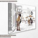 Canvas print Musician in front of cafe, side