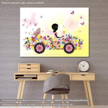 Πίνακας σε καμβά Girl with a flower car